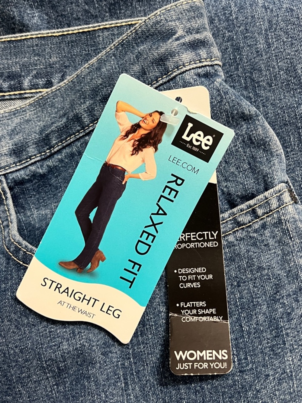 NWT Lee Relaxed Fit Straight Leg Blue Jeans Womens Size 16W Petite - Picture 6 of 14